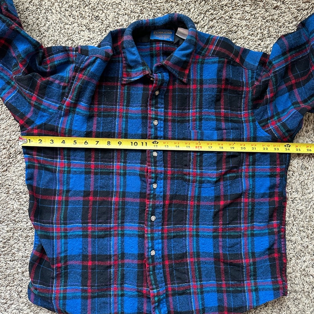 PENDLETON 100% Wool Plaid Shirt Women *Large* Made In USA *READ DESCRIPTION* - Picture 7 of 8